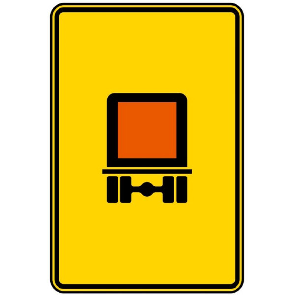 Stein HGS Vorwegweiser für kennzeichnungspflichtige Fahrzeuge mit gefährlichen Gütern, ohne Pfeilsymbol Nr. 442-51, 630x420mm /RA1/Alform, 442-51-112