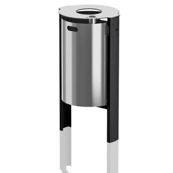 Stein HGS Abfallbehälter 'City 450', mit Ascher, Standmontage (zum Einbetonieren), RAL 3005 weinrot, RAL 3000 feuerrot, 36673-3-4