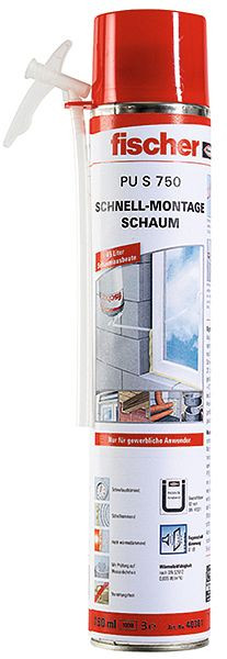 Fischer Schnellmontageschaum PU S 750, VE: 12 Stück, 40301