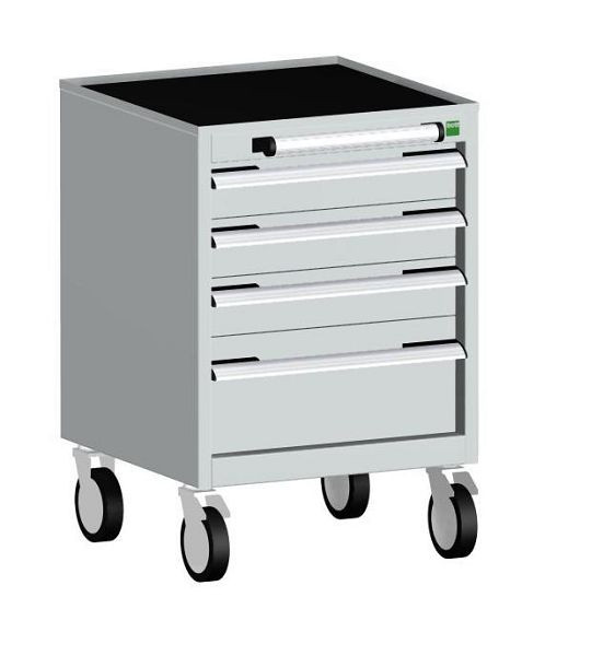 bott cubio Schubladenschrank mobil bestückt mit 4 Schubladen BxTxH: 525 x 525 x 780 mm, RAL 7035, 40402109.16V