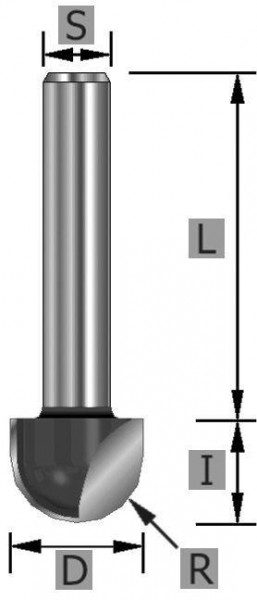 Edessö Hohlkehlfräser HW, A: 50,8, R: 25,4, B: 31,8, C: 12, 104050812