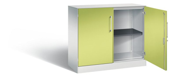 C+P Sideboard mit Flügeltüren Asisto, H915xB1000xT435mm, Farbe: Lichtgrau / Viridingrün, Bügelgriff, 2 OH, 141052-000 S10173