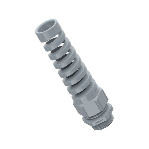 LAPP Kabelverschraubung mit Biegeschutz SKINTOP® BS ISO M 25X1,5 RAL 7001, silbergrau, VE: 25 Stück, 53017640