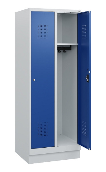 C+P Spind Evolo PLUS, Sockel, 2 Abteile, 1630x600x500mm, 7035/5010, Zylinderschloss, 0490205-20 S10030