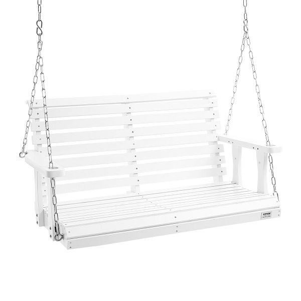 VEVOR Hollywoodschaukel Zedernholz, 1240x710x600mm, für Hof und Garten, verbesserte Tragkraft von ca. 400 kg, Weiß, MLQQCMK4YC0004ZALV0