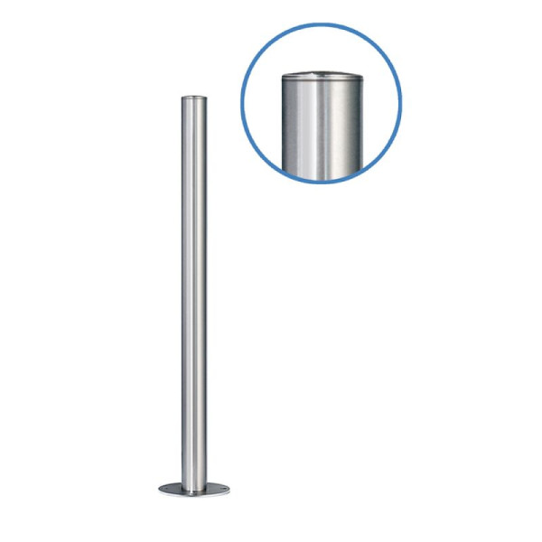Stein HGS Absperrpfosten "Acero Flachkopf" (V2A) Ø76mm, aus Edelstahl, herausnehmbar, Dreikantzylinder unten, Bodenhülse, geschliffen, 13038-g