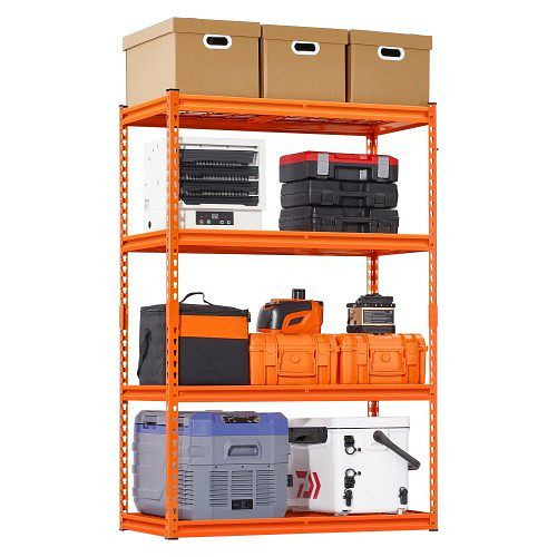 VEVOR Schwerlastregal 1089 kg, 4-stufig, 508x1016x1524mm, verstellbar, orange, für Garage, Küche, Lager, Keller, LXLZLKHJ2040OGMXUV0