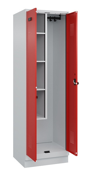 C+P Putzmittel-Spind Evolo PLUS, mit Sockel, 2 Abteile, 1950x600x500mm, 7035/302, Drehriegel, 049120-00 S10005