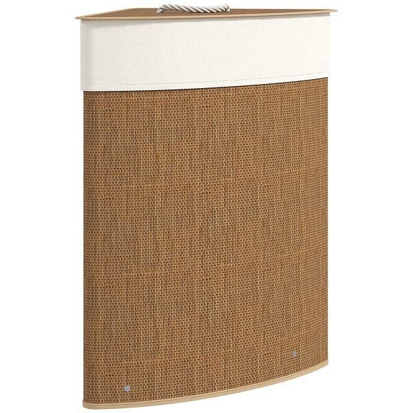 HOMCOM Bambus Wäschekorb mit Deckel 2 Fächer 100 L Wäschesammler mit Seilgriffen, herausnehmbarer Wäschesack, 850-346V00BN
