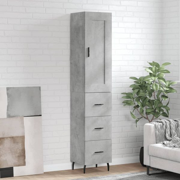 vidaXL Highboard Betongrau 34,5x34x180 cm Holzwerkstoff, 3200213