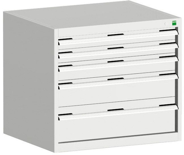 bott cubio Schubladenschrank bestückt mit 5 Schubladen BxTxH: 800 x 525 x 700 mm, RAL 7035, 40012095.16V