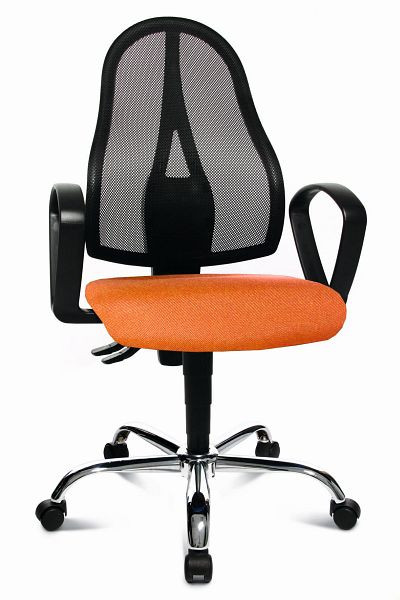 Topstar Moderner Büroarbeits-Drehstuhl in trendiger Netz-Optik, orange, SOP15BG04