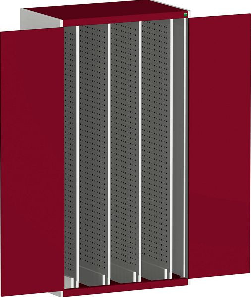 bott cubio Vertikalauszugsschrank bestückt mit 4 perfo-Auszüge BxTxH: 1300 x 650 x 2000 mm, RAL 7035/3004, 40301023.24V