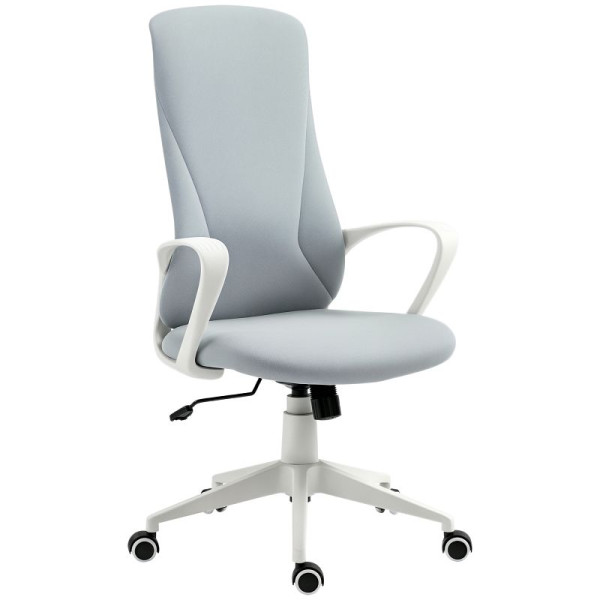 Vinsetto Bürostuhl mit Wippfunktion, Höhenverstellbar, bis 120 kg, Ergonomisch, Drehbar, 62x56x110-119,5cm, Hellgrau, 921-637V00LG