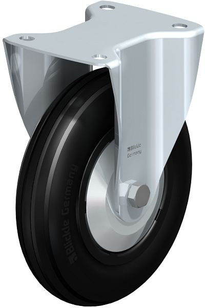 Blickle B-VWPP 200R-FA Stahlblech-Bockrolle, mittelschwere Ausführung, mit Anschraubplatte, Weichgummi, Schwarz, 849988