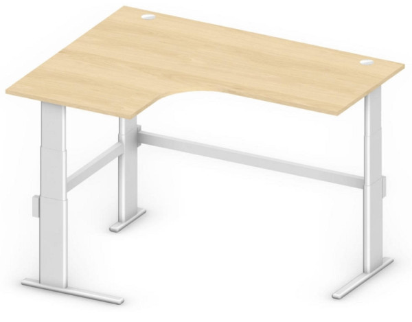 Deskin Sitz-/Stehtisch Jumboform Comfort MULTI M, Buchedekor, B 1800/800 x T 1400/800 x H 655-1305 mm, Freiform linksseitig, 275368