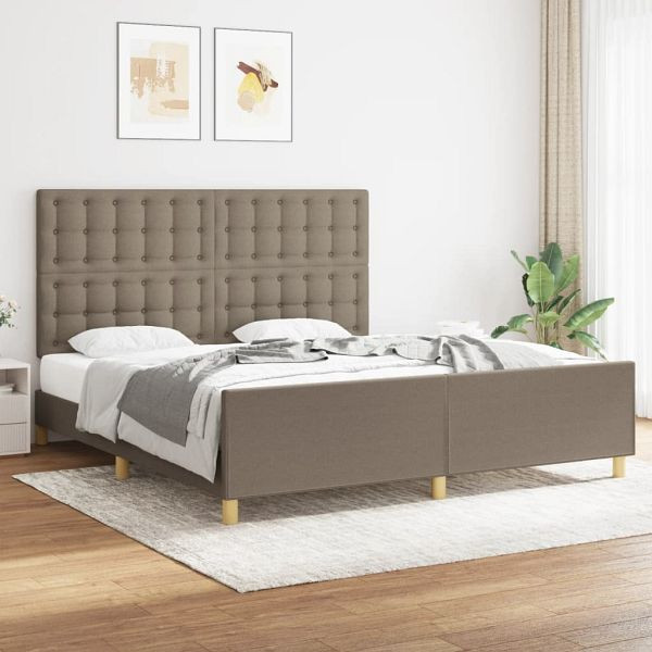 vidaXL Bettgestell mit Kopfteil Taupe 180x200 cm Stoff, 3125401