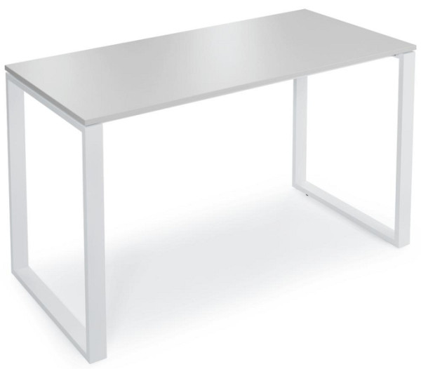 Deskin Stehtisch CELSUS, Platte Holzdekor Lichtgrau, Gestell Weiß, B 1400 x T 700 x H 1100 mm, 295040