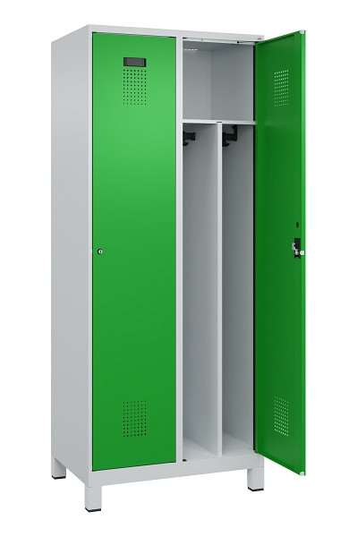 C+P Spind Evolo PLUS, mit Füßen, 2 Abteile, 1950x800x500mm, 7035/6037, Verschluss Zylinderschloss, 049010-22F S10038
