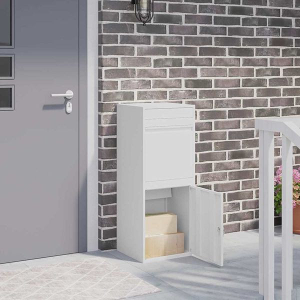 vidaXL Paketdrop-Box Weiß 41 x 38 x 103 cm Stahl, 874934