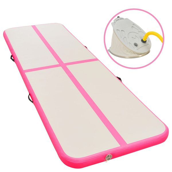 vidaXL Aufblasbare Gymnastikmatte mit Pumpe 800x100x10 cm PVC Rosa, 91927