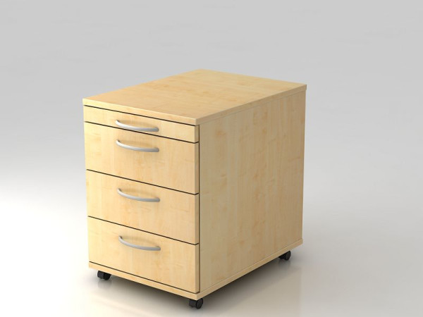 Hammerbacher Rollcontainer 58cm, 3 Schübe, Bogengriff Ahorn, 42,8x58x59 cm, 1/3/3/3 HE, V1606/3/3/BO