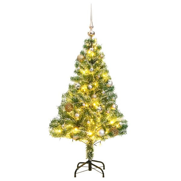 vidaXL Künstlicher Weihnachtsbaum mit Schnee & Kugeln 150 LEDs 150 cm, 3210092