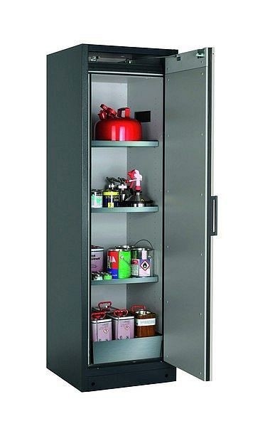 asecos Sicherheitsschrank Q-CLASSIC-90, Q90.195.060.R in lichtgrau RAL 7035 mit 3x Fachboden (Edelstahl), 30073-041-33412