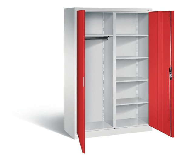 C+P Akten-/Garderobenschrank Acurado, H1950xB1200xT500mm, Farbe: Lichtgrau / feuerrot, Muldengriff, 9480-30 S10034