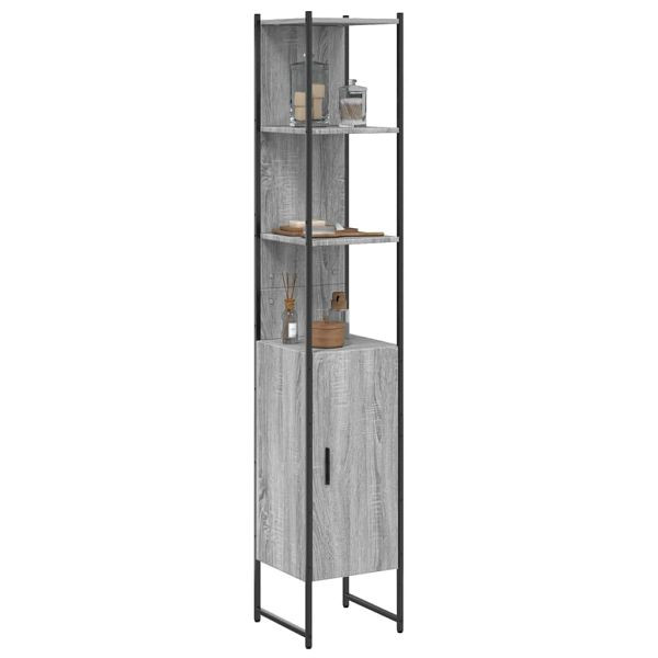 vidaXL Badschrank Grau Sonoma 33x33x185,5 cm Holzwerkstoff, 842474