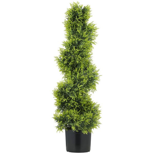 HOMCOM Künstliche Zypresse 90cm Kunstpflanze in Spiralform, Plastik Künstliche Pflanzen im Topf, Moderne Dekoration, 830-994V00GN