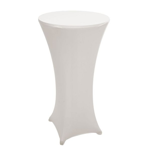 Mendler Set Stehtisch + Stehtischhusse HWC-J30, Bistrotisch Tischhusse, klappbar höhenverstellbar Ø 60cm, Husse creme-beige, 11352+76099