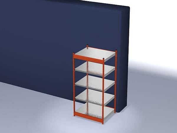 hofe Fachboden-Grundregal, 2000x800x1000 mm, 5 Fachebenen, verzinkt / RAL 2004, 200 kg Fachlast, 1600 kg Feldlast, einseitige Bedienung, ROG208010ME