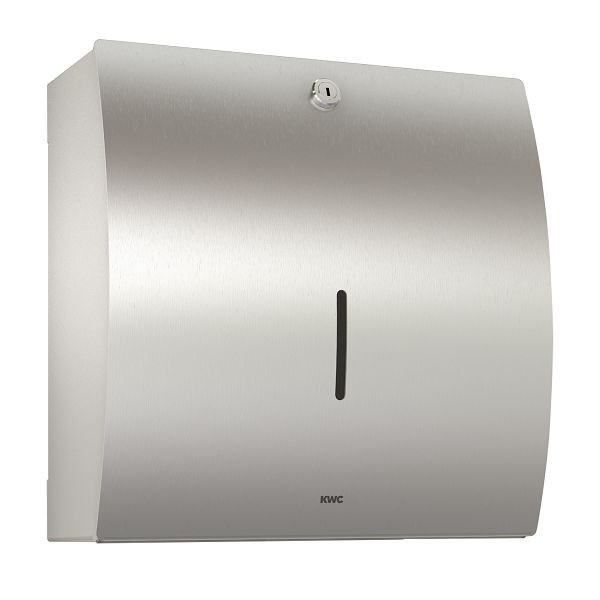 KWC Papierhandtuchspender, STRATOS, Edelstahl, 300x305x134 mm, gebogene Front, Fassungsvermögen 300-400 Stück Papier, 3600008935