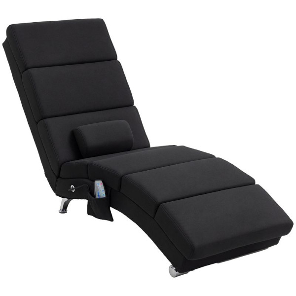HOMCOM Massagesessel Relaxsessel Liegesessel 8 Vibrationspunkte, 5 Modi, 56 x 168 x 84 cm, Schwarz, 700-167V90BK