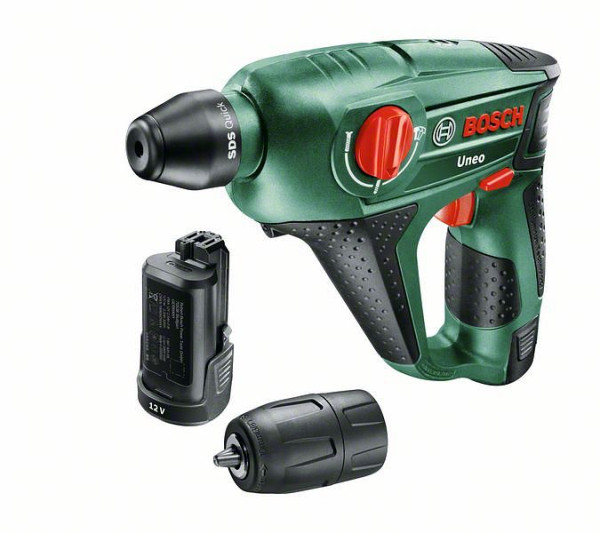 Bosch Akku-Bohrhammer Uneo, mit 2 x PBA 12V 2.5 Ah Akku, Ladegerät AL 1115 CV, 060398400E