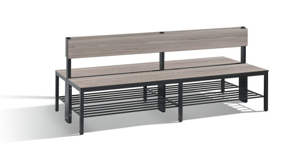 C+P Doppelseitige Sitzbank mit Rückenlehne, Basic Plus, H796xB1960xT760mm, 8062-410 S10003