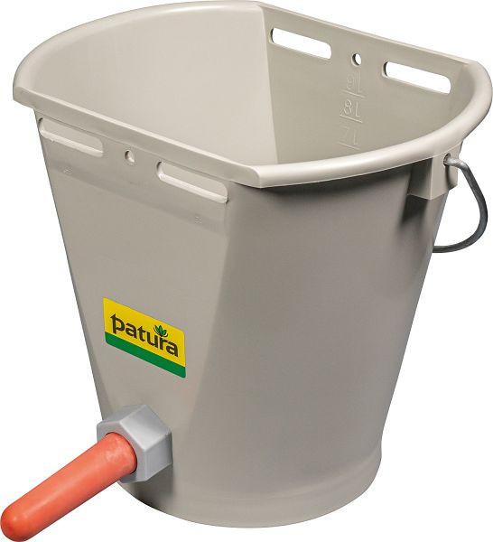 Patura Nuckel-Tränkeeimer 9 l, grau komplett mit Sauger mittel und Kugelventil, 361480
