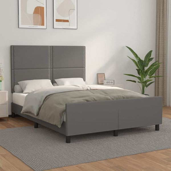 vidaXL Bettgestell mit Kopfteil Grau 140x190 cm Kunstleder, 3125510