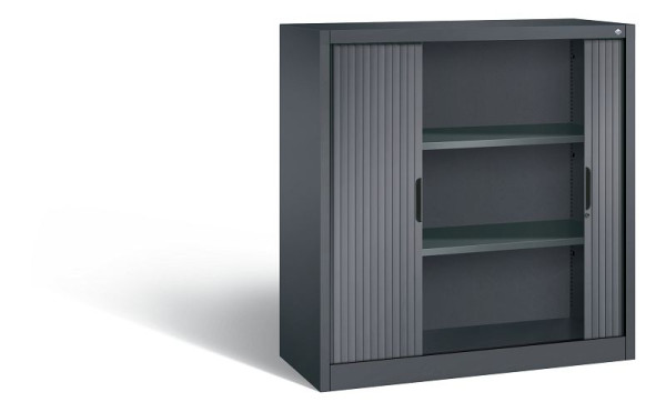 C+P Sideboard mit Rollladen Omnispace, H1230xB1200xT420mm, Farbe: Schwarzgrau, Griffmulde, 3 OH, 3233-00 S10042