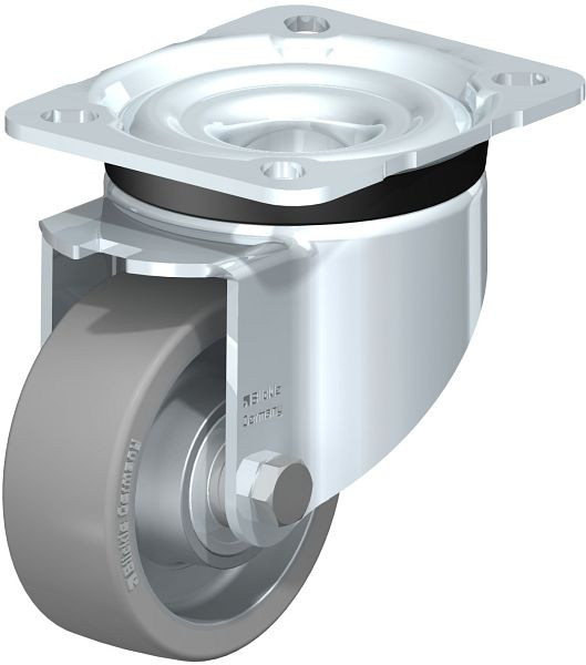 Blickle LK-ALTH 80K-AS Stahlblech-Lenkrolle, schwere Ausführung, mit Anschraubplatte, Blickle Extrathane®, Grau, 693408