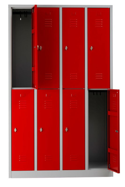 Gürkan Garderobenschrank, 50 x 117 x 195 cm, Lichtgrau, Feuerrot, Vorhangschloss, WRC.8(4.2).195117, 106318