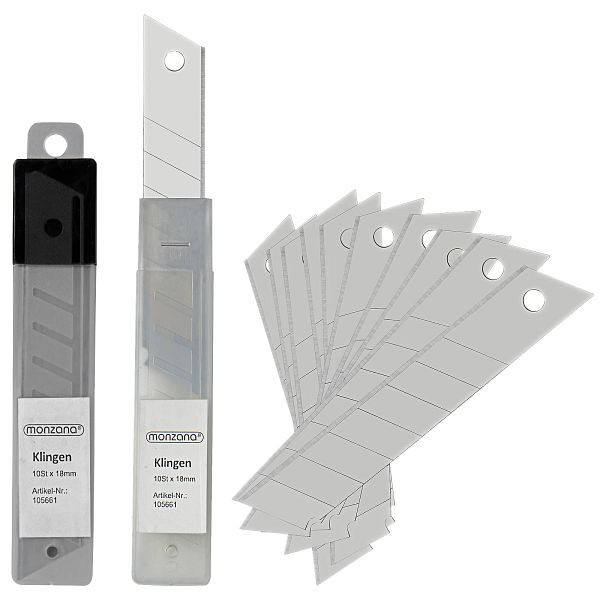 monzana Ersatz-Klingen 10er-Set für Teppichmesser 18mm 100 Stück, 105661