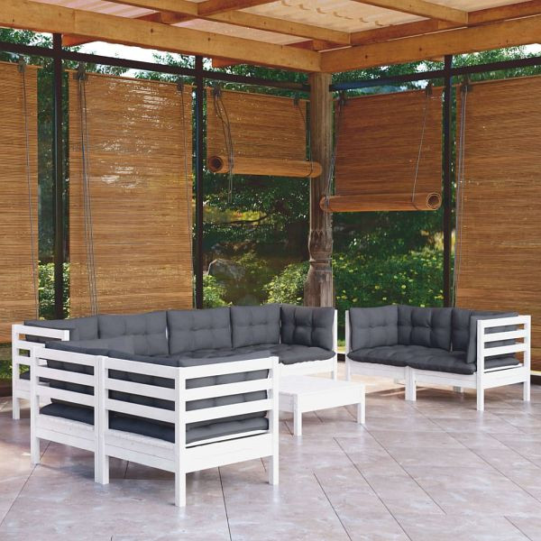 vidaXL 9-teilig Garten-Lounge-Set mit Kissen Kiefer Massivholz, 3096275