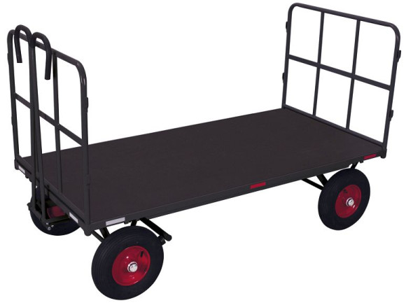 VARIOfit Handpritschenwagen mit 2 Rohrgitterwänden, Außenmaß: 2.065 x 1.015 x 1.340 mm, RAL 7016 anthrazitgrau, Radsatz: Luftbereifung, zu-42202/AG