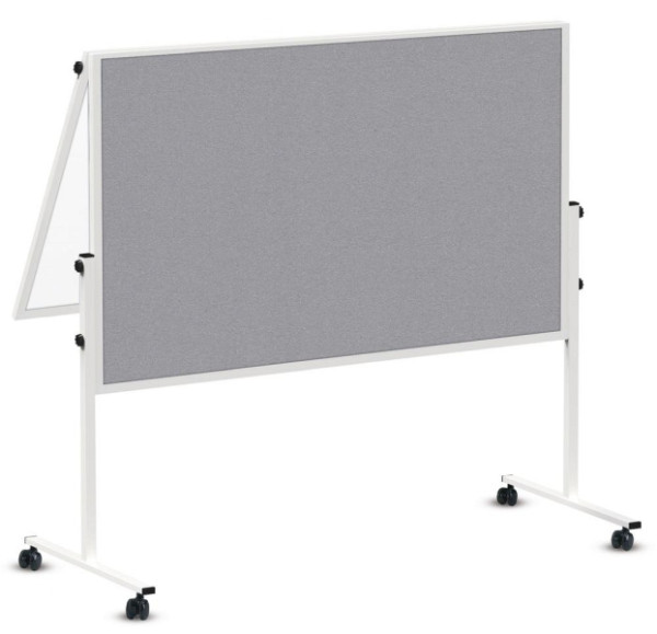 Deskin Moderationstafel ECONOMY, Oberfäche Filz grau /Whiteboard, H 1500 x B 1200 mm, 293326