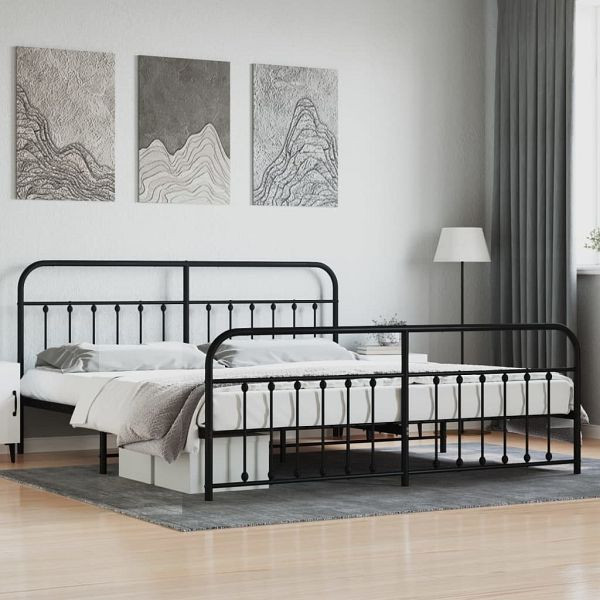 vidaXL Bettgestell mit Kopf- und Fußteil Metall Schwarz 193x203 cm, 352602