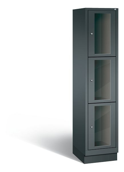 C+P Schließfachschrank Classic, 3 Fächer, H1800xB420xT500 mm, Anthrazit, 8020A123 S10020