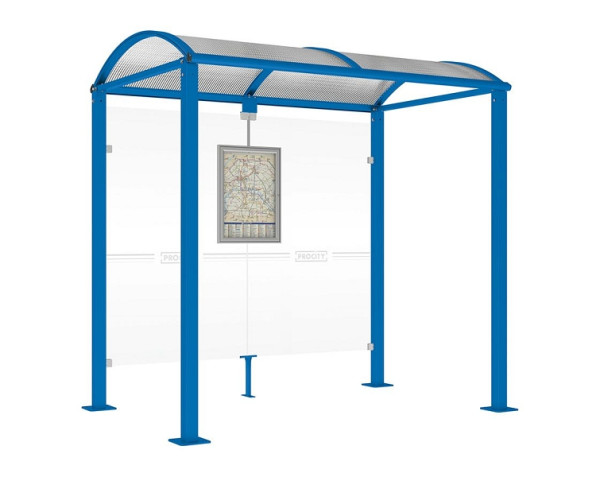 Procity Wartehalle Vierkantrohr - Ohne Seitenverkleidungen, Farbe RAL 5010, Maße: Breite 2500 x Höhe 2560 x Tiefe 1600 mm, 529208.5010
