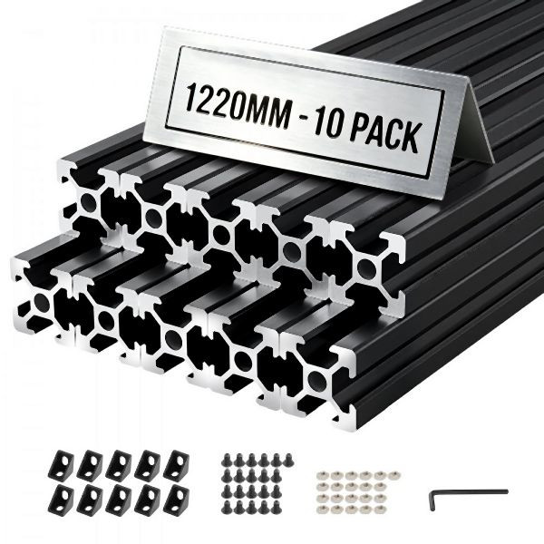 VEVOR 2020 Aluminium Profile, 10 Stk. 122 cm, T-Nut, EU-Standard, Eloxiert, für CNC/3D-Drucker, Schwarz, TXOBLXCDGHS2YOZPS001V0